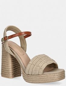 Sandały na obcasie Tommy Hilfiger  beżowe FW0FW08425