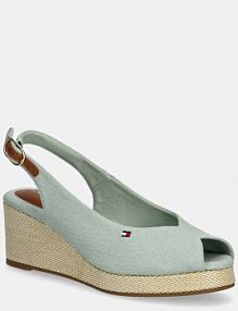 Sandały na obcasie Tommy Hilfiger  zielone FW0FW08595