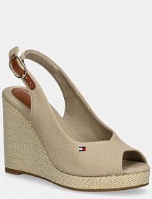 Sandały na obcasie Tommy Hilfiger  beżowe FW0FW08597