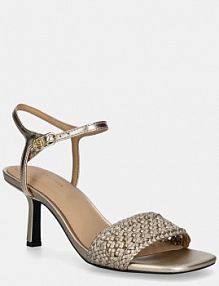 Sandały na obcasie Tommy Hilfiger  złote FW0FW08611