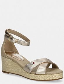 Sandały na obcasie Tommy Hilfiger  złote FW0FW08810