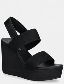 Sandały na obcasie Calvin Klein Jeans  czarne YW0YW01790