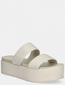 Klapki Calvin Klein Jeans  beżowe damskie YW0YW01789