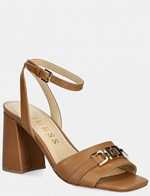 Sandały na obcasie Guess  brązowe FLJGRT.LEA03.