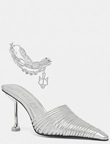 Klapki Naked Wolfe  srebrne damskie Chromed.Silve