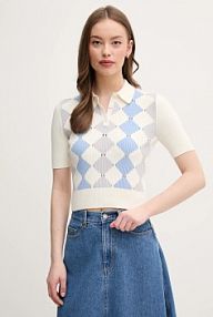 Koszulka polo United Colors of Benetton  beżowa damska 124ME3019