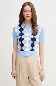 Koszulka polo United Colors of Benetton  niebieska damska 124ME3019