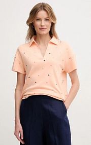 Koszulka polo United Colors of Benetton  pomarańczowa damska 36QJD300X