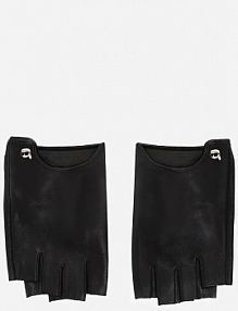 Rękawiczki skórzane Karl Lagerfeld  czarne A2W33064