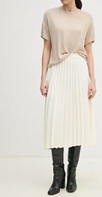 Spódnica midi Tommy Hilfiger  beżowa WW0WW43886