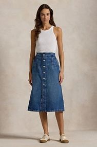 Spódnica midi Polo Ralph Lauren  niebieska 211959036