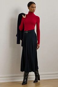 Spódnica midi Lauren Ralph Lauren  granatowa 200962242