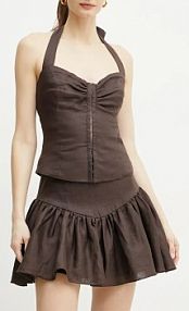 Spódnica mini bardot  brązowa 59864SB2