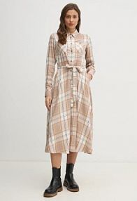 Sukienka midi Barbour  beżowa LDR0859