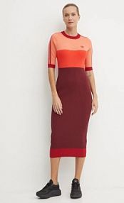 Sukienka midi adidas Originals  bordowy IW5661