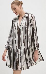 Sukienka mini Sandro Ferrone  beżowa SFS32YBEMATTI