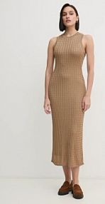 Sukienka maxi Tommy Hilfiger  brązowa WW0WW43999