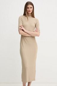Sukienka midi Tommy Hilfiger  beżowa WW0WW44430