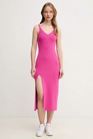 Sukienka midi Lacoste  różowa EF9270