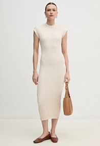 Sukienka midi Tommy Hilfiger  beżowa WW0WW44493