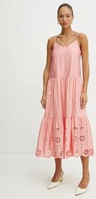 Sukienka midi Fracomina  pomarańczowa FJ25SD3001W40