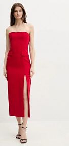 Sukienka midi bardot  czerwona 59728DB