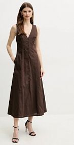 Sukienka midi bardot  brązowa 59808DB