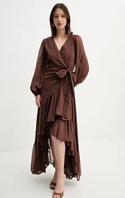 Sukienka midi Marciano Guess  brązowa 5GGK53.7317A