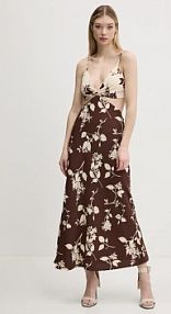 Sukienka midi Abercrombie & Fitch  brązowa KI159.5551.40