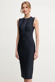 Sukienka midi Herve Leger  granatowa BWE8498975