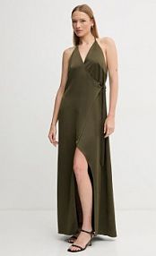 Sukienka maxi Sandro Ferrone  zielona S18XBERUDRA