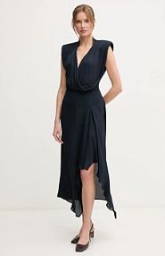 Sukienka midi Sandro Ferrone  granatowa S23XBEBONACCO