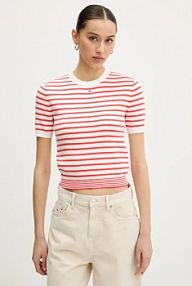 Sweter Tommy Jeans  czerwony damski DW0DW19336