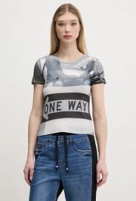 T-shirt Desigual  szary damski 25SWTKA0