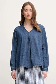 Bluzka United Colors of Benetton  niebieska damska 5RZKDQ0BD