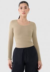 Longsleeve beżowy 4F damski 4FRSS25TLONF511-83S