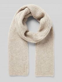 Szal z mieszanki wełny z wyhaftowanym logo model Lora MOS MOSH beżowy damski EAN 158180