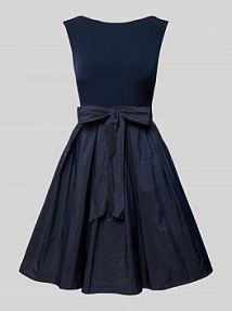 Sukienka koktajlowa o długości do kolan z kokardą z tyłu Swing granatowa EAN 77760810