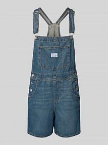 Szorty ogrodniczki o kroju regular fit z naszywką z logo Levis niebieskie damskie EAN 523330057