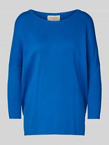 Sweter z dzianiny z rękawem o dł. 3/4 model JONE FREE/QUENT niebieski damski EAN 116756