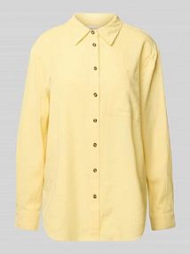 Bluzka lniana o kroju relaxed fit z kieszenią na piersi model Lava FREE/QUENT żółta damska EAN 126528