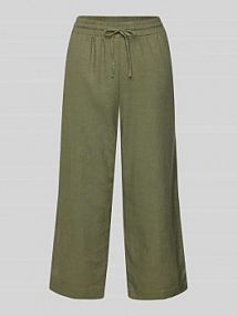 Kuloty lniane z szeroką nogawką i tunelem model Lava FREE/QUENT oliwkowe EAN 122504