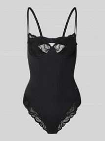 Body obszyte koronką Calvin Klein Underwear czarne EAN QF8002E