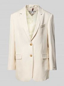 Żakiet o kroju relaxed fit z mieszanki wiskozy i lnu Tommy Hilfiger beżowy EAN WW0WW46167