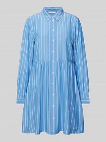 Rozkloszowana sukienka koszulowa z dodatkiem wiskozy Tom Tailor Denim niebieska EAN 1045457