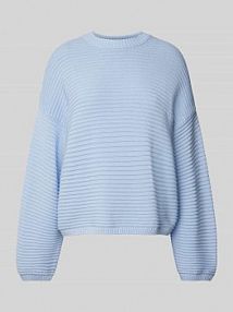 Sweter z dzianiny z prążkowanymi wykończeniami JAKE*S STUDIO WOMAN niebieski damski EAN 74968500335