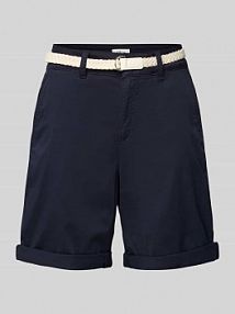 Szorty chinosy o kroju regular fit z plecionym paskiem s.Oliver RED LABEL granatowe damskie EAN 2161341