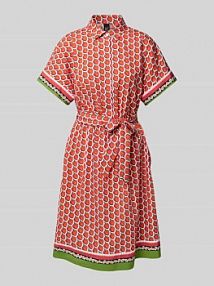 Sukienka koszulowa o długości do kolan z wiązanym paskiem Marc Cain różowa EAN YA 21.07 W17