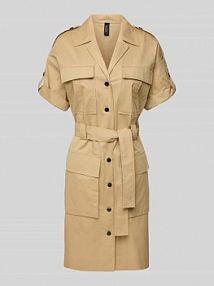 Sukienka koszulowa o długości do kolan z mieszanki bawełny i jedwabiu Marc Cain beżowa EAN YC 21.53 W88