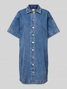 Sukienka jeansowa o długości do kolan z listwą guzikową na całej długości model ELSA YAS niebieska EAN 26036421